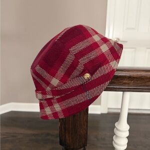 Burberry Red and Gray Plaid Hat